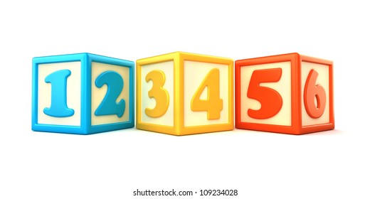 123 Building Blocks On White Background