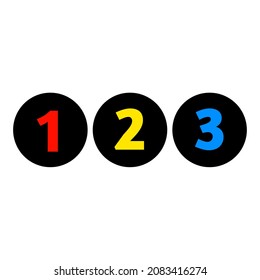 123 circle illustration, building blocks with numbers, logo design element, concept of children game symbol, education, isolated on white background. Concept for school kids and teachers.