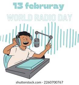 13 february world radio day poster white background - Powered by Shutterstock