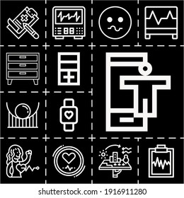13 lineal feedback icons set related to heart rate, checklist, bookcase, pulse, survey, loop, nightstand, smartwatch pixel perfect icons.