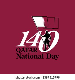 140 Qatar National Day ,calligraphy illustration Qatar is free forever. 18 th December