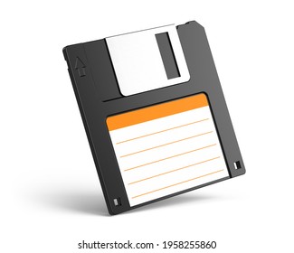 1.44 Mb 3.5 inch floppy disk isolated on white background. Floppy diskette. 3d rendering