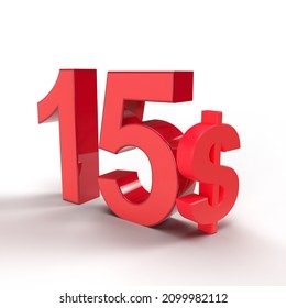 15 Dollar 3d Render Premium PSD, High-Resolution Illustration Image JPG. 15 Dollar Offer Symbol.