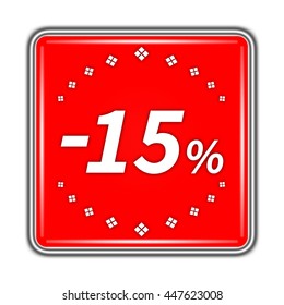 15 percent button isolated