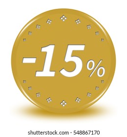 15 percent button isolated. 