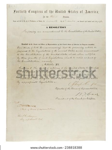 15th Amendment Us Constitution Voting Rights Stock Illustration 238818388