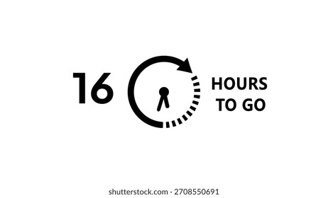 16 -Hour's timer illustration. Countdown timer clock icon.