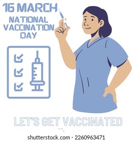 16 march national vaccination day blue and white illustration - Powered by Shutterstock