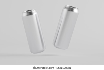 16 Oz. / 500ml Aluminium Beer / Soda / Energy Drink Can Mockup - Two Cans.  3D Illustration