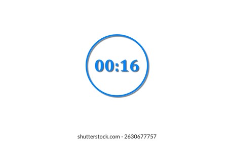 16 Seconds countdown Royal blue color 4k illustration. 16 seconds timer icon 4k illustration on white background.