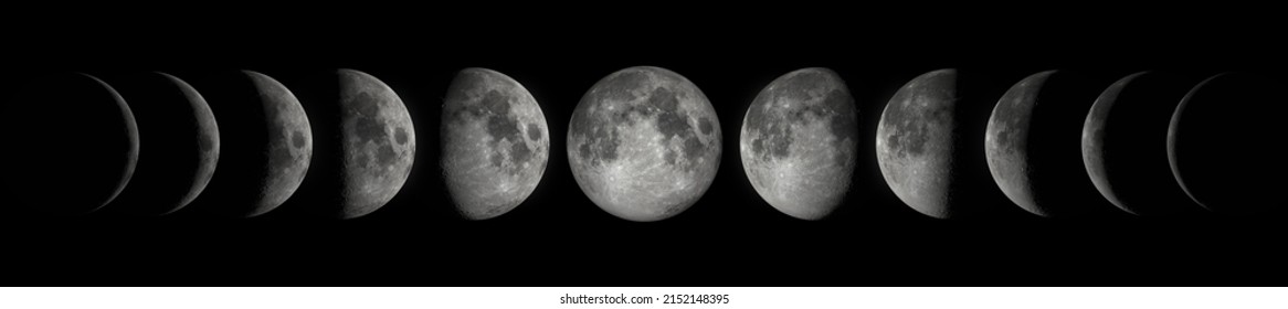 16K Ultra High Resolution Moon Phases. Photo realistic 3d render.