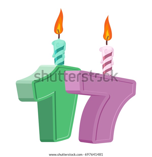 17 Years Birthday Number Festive Candle Stock Illustration 697641481