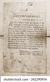 1776 Advertisement For The Return Of A Runaway Slave. During The American Revolution Many Enslaved Men Joined The British Forces In Exchange For A Promise Of Freedom.