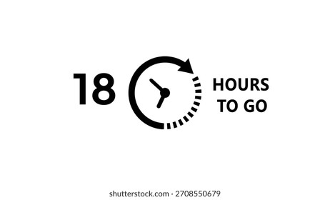 18 -Hour's timer illustration. Countdown timer clock icon.