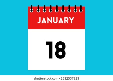 18 january calendar icon. Calendar template for the days of january. Red banner for dates and business - Powered by Shutterstock