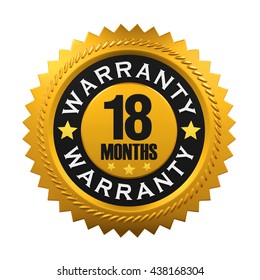 18 Months Warranty Sign. 3D Rendering