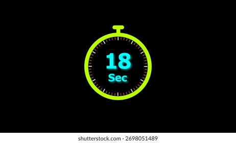 18 Second timer clock icon illustration. and creating a stunning illustration.4k illustration.