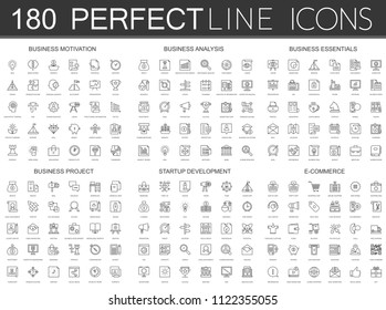 180 modern thin line icons set of business motivation, analysis, business essentials, business project, startup development, e commerce. - Powered by Shutterstock