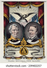 1848 Campaign Banner For Whig Party Promoting Zachary Taylor And His Vice Presidential Running Mate Millard Fillmore.