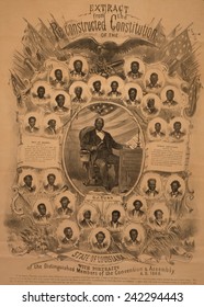 1868 Commemorative Photo Collage Of Politically Active African Americans In Louisiana During Reconstruction. Lieut. Governor, Oscar J. Dunn With Portraits Of Twenty-nine African American Delegates.