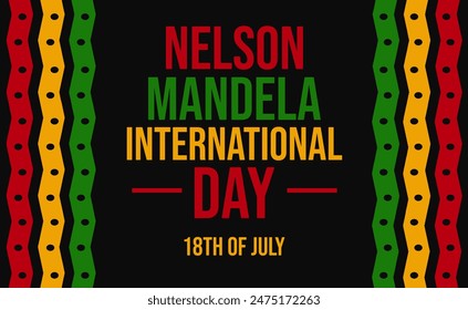 18th of July is observed as Nelson Mandela International Day. Nelson Mandela International Day Wallpaper with typography and shapes on dark backdrop. - Powered by Shutterstock