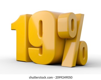 19% 3d illustration. Orange nineteen percent special offer on white background