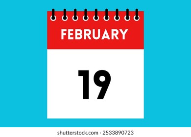 19 February calendar icon. Green calendar vector for February weekdays. Calendar page design on isolated background - Powered by Shutterstock