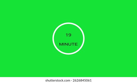 19 minute timer illustration. inside a green and red circle on white background emergency timer countdown illustration, and 4k illustration.