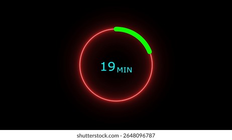 19 minutes timer clock icon 4k illustration on a black background. and creating a stunning illustration .4k illustration 