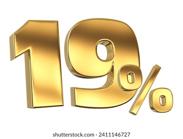 19 Off. Discount creative composition. 3d Golden sale symbol with decorative objects