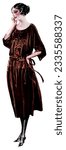 1920s elegant vintage woman fashion illustration for clothing advertisement