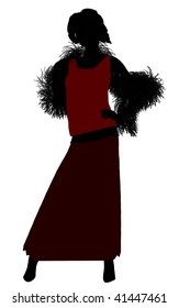 1920's female silhouette on a white background