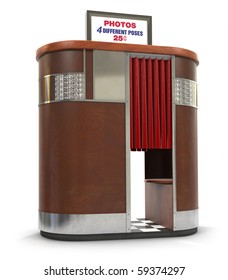 1950s Style Photo Booth Vending Machine On A White Background With Clipping Path