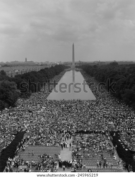 1963 March on Washington. A\
view of over 200,000 marchers along the Capitol mall. Aug. 28,\
1963