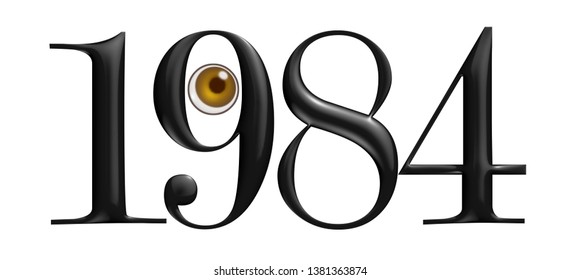 1984, Big Brother Eye, 3d Title For Movie Or Book, 3d Alphabet, 3d Rendering