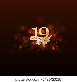 19th Anniversary celebration logotype, 19 Anniversary celebration event, Realistic 3d sign, stars, elegant Dark background, festive illustration, Golden number 19 sparkling confetti, 20 - Powered by Shutterstock