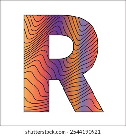 1R Gradient R logo PSD - Letter R - Wavy Warped text