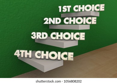 1st 2nd 3rd 4th Choice Steps Levels Stairs 3d Illustration