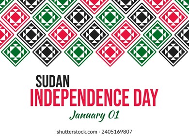 1st January is observed as Sudan Independence Day. Sudan Independence Day wallpaper with shapes and typography. - Powered by Shutterstock