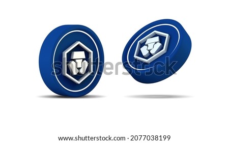 2 isolated CRO cronos Cryptocurrency Crypto .com DeFi Coin tech and future money blockchain digital colorful technology lines background 3d rendering illustration