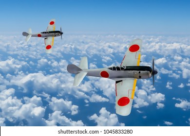 2 Japanese Fighter Planes Ww2 Vintage Stock Illustration 1045833280 ...