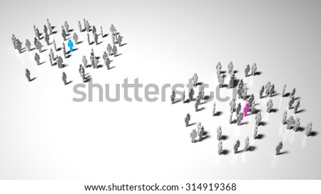 2 persons lost in different groups of people.
