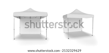 2 Views of a Exhibition Marquee Gazebo Tent with a single back wall, isolated on a white background. 3d render for illustration and mockups. Сток-фото © 