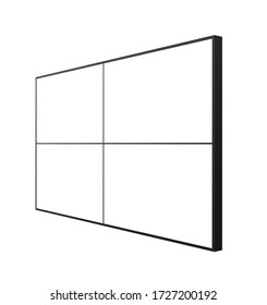 2 X 2 Video Wall Mock Up. Angle View Of A 4 TV Panels Isolated On A White Background. 3D Render.