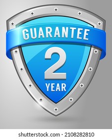 2 Year Guarantee Shield Label Illustration Design