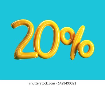 20% Off Price. Sale Concept Icon. 3d rendering isolated on Blue Background - Powered by Shutterstock