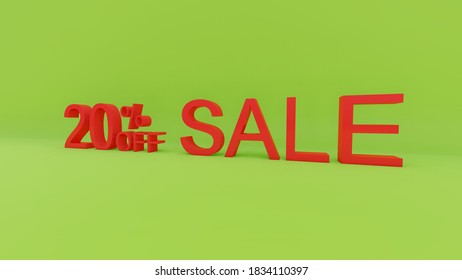 20 percent sale text in 3d green screen - Shutterstock ID 1834110397