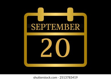 20 septermber Golden calendar with the number on a dark background with September month - Powered by Shutterstock