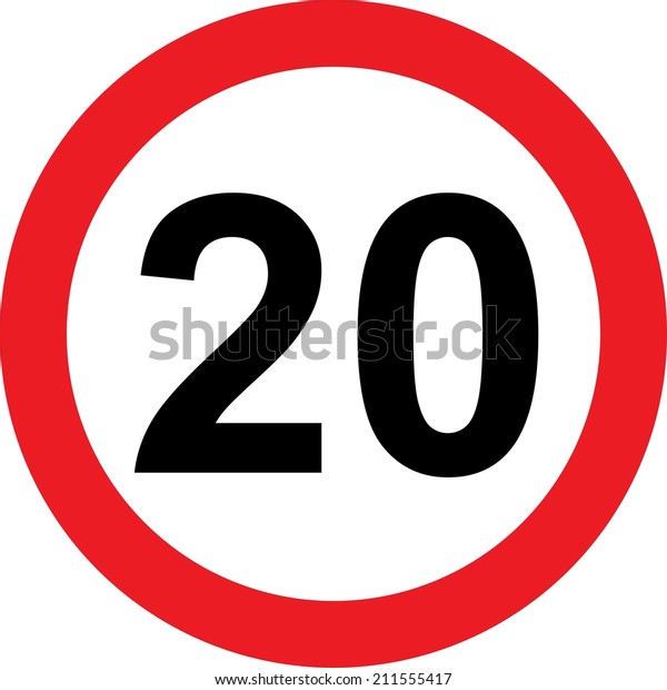 20 Speed Limitation Road Sign On Stock Illustration 211555417