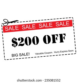 $200 Off Big Sale Red and White Coupon making a great concept.